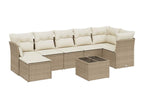 Garden furniture set with cushions, 8 pieces, beige woven resin MTFX05616