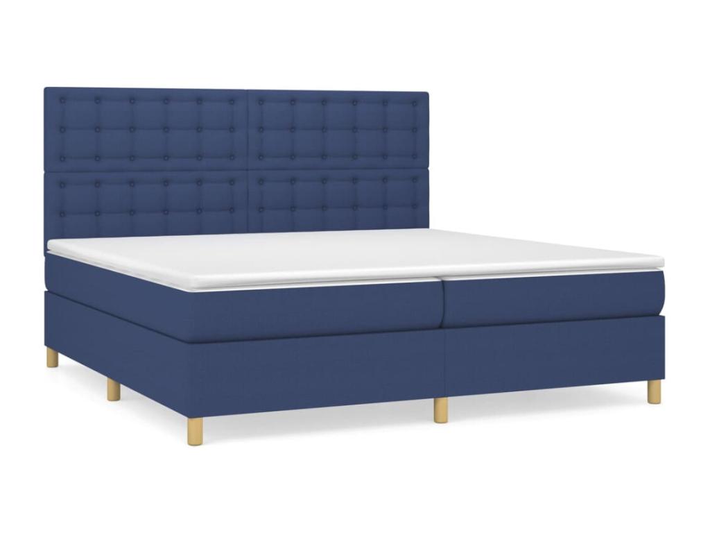 Upholstered bed base with mattress, blue, 200x200 cm, fabric YTED73583