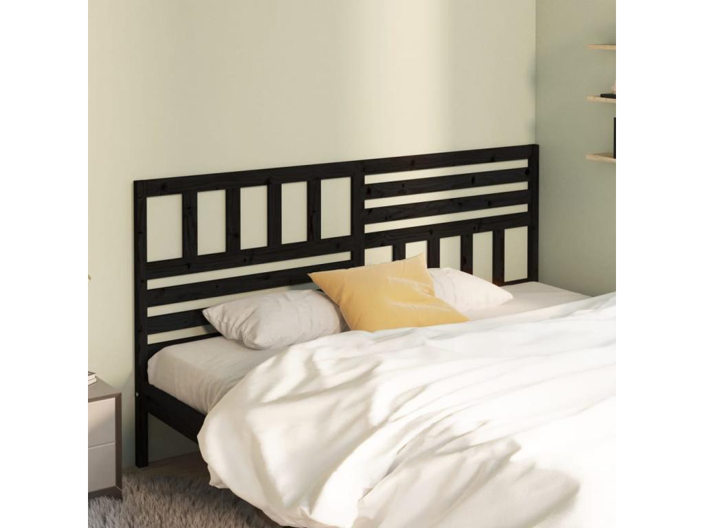 Black Headboard 186x4x100 cm Solid Pine Wood QSAF34525