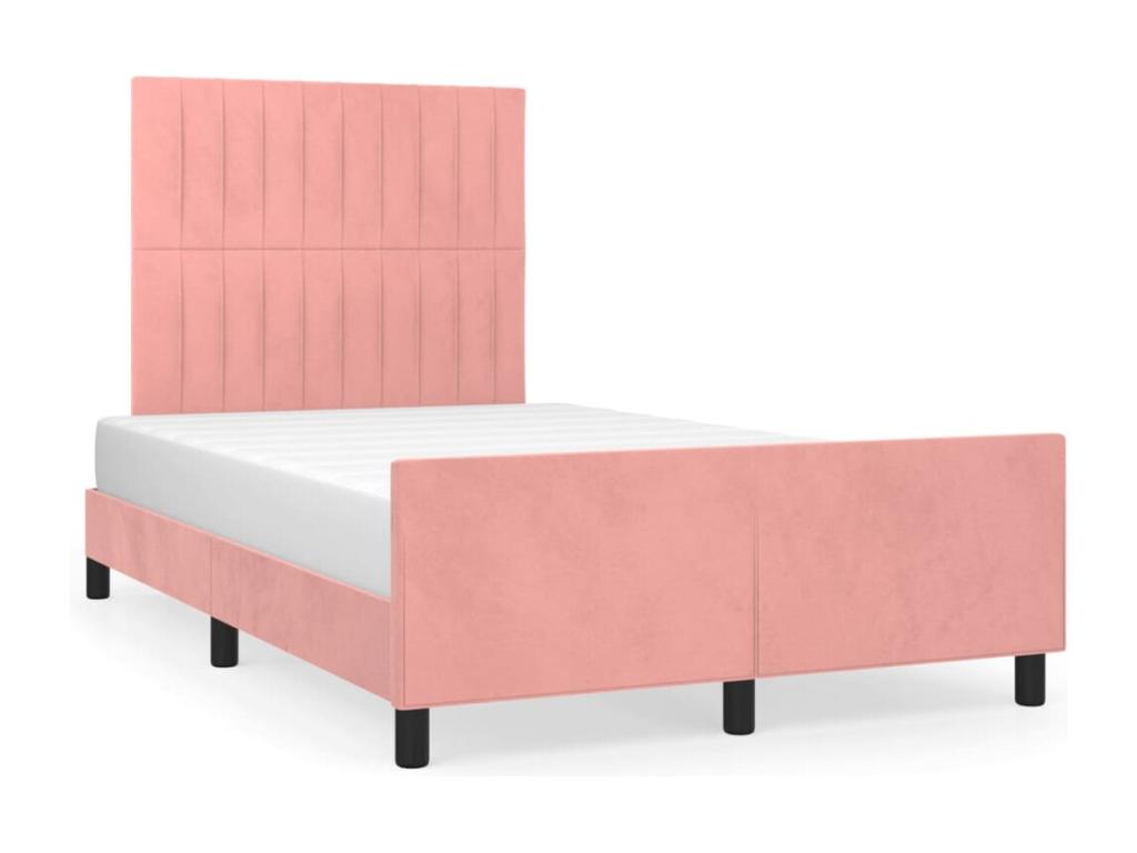 Bed with headboard, pink, 120x200 cm, velvet, BVDE41844
