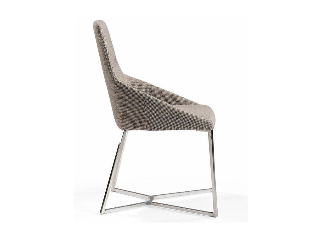 Domopure Modern Fabric Chair with Chrome Steel Legs - Set of 4 - Domopure 71 Light Grey QWEE75570