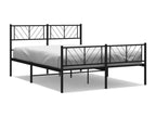 Metal bed frame with headboard and footboard, black, 120x190 cm, PUBD94915