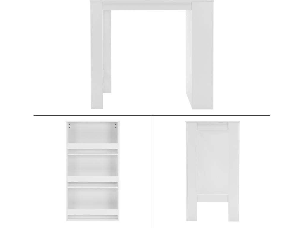White bar table with storage shelf, Chicyla BDYK50479 bistro kitchen table