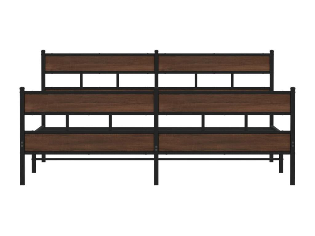 Metal bed frame without mattress, brown oak, 200x200 cm TPAJ38641