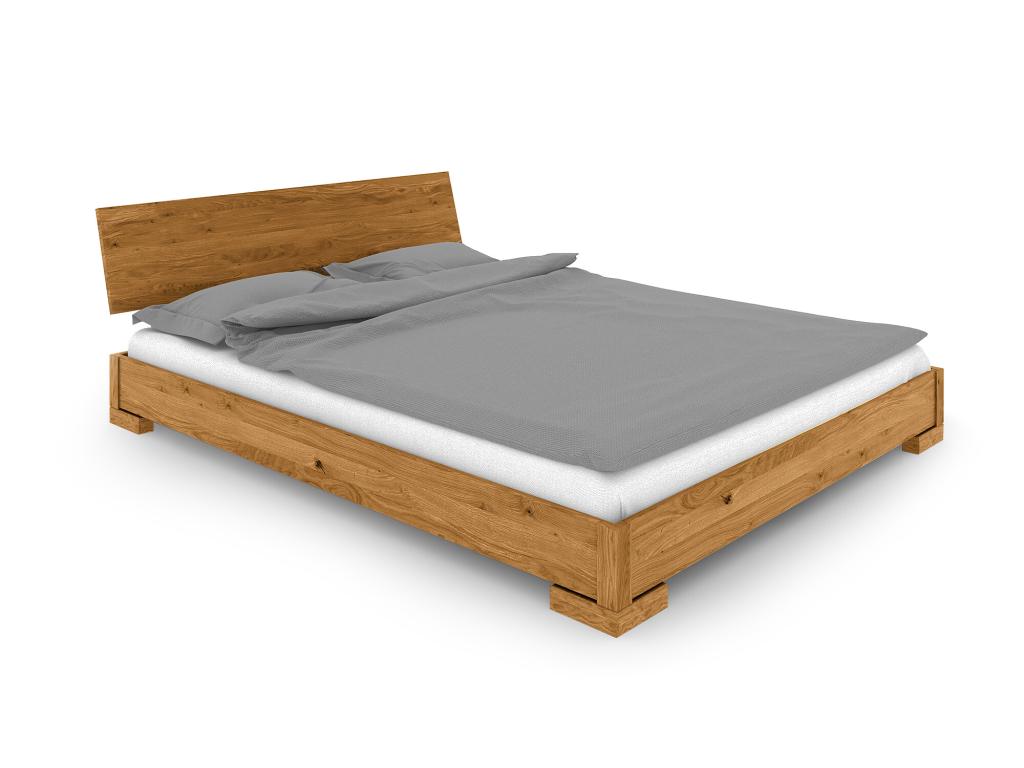 VENTO - Low bed with headboard in natural oiled wild oak wood 160x200 UPOG71286