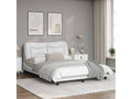 Bed frame with headboard, white, 140x200 cm, faux leather, ACQY30692