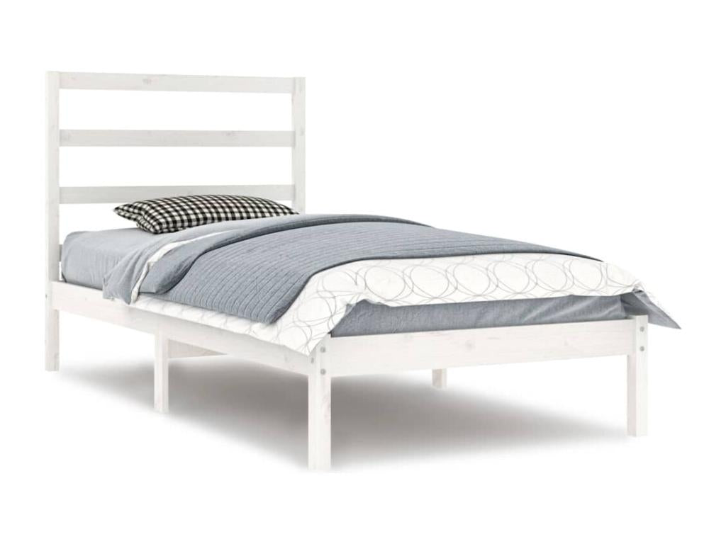 White bed frame, solid pine wood, 90x200 cm DYEV11131