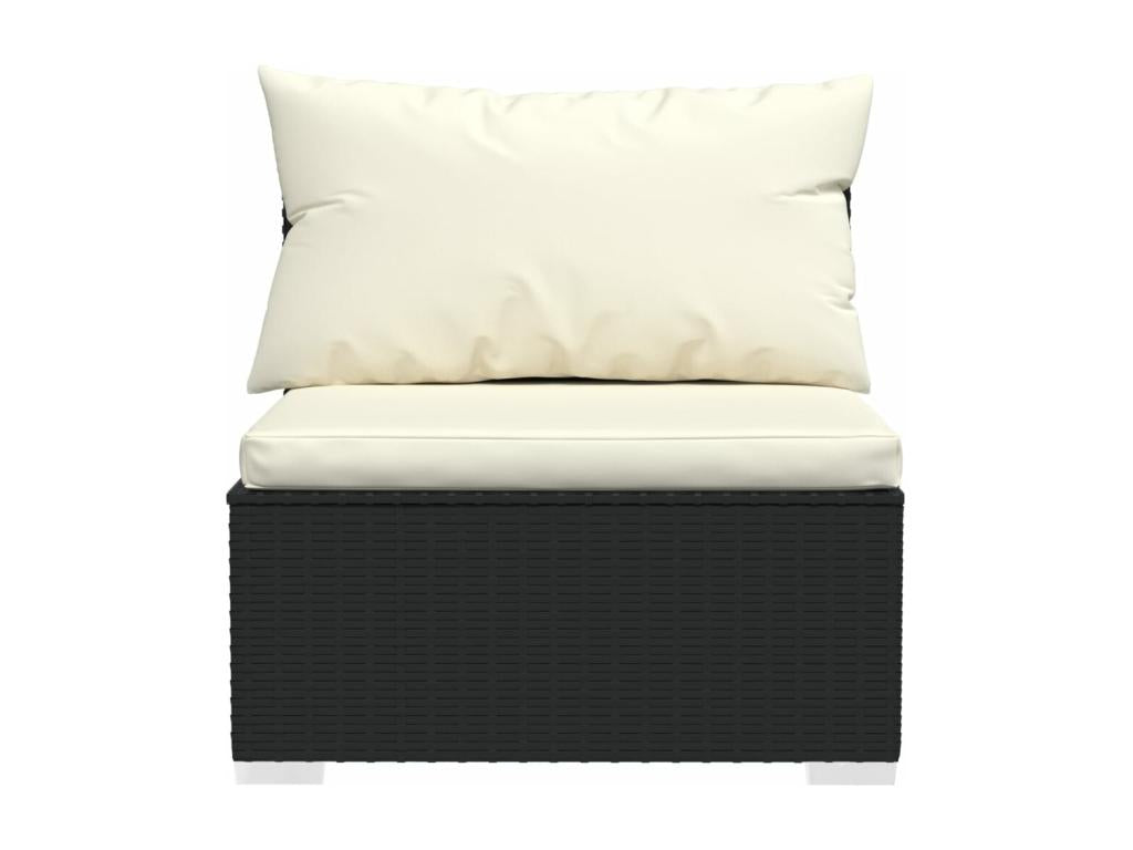 4-piece garden furniture set with cushions, black wicker resin, KUHO89757