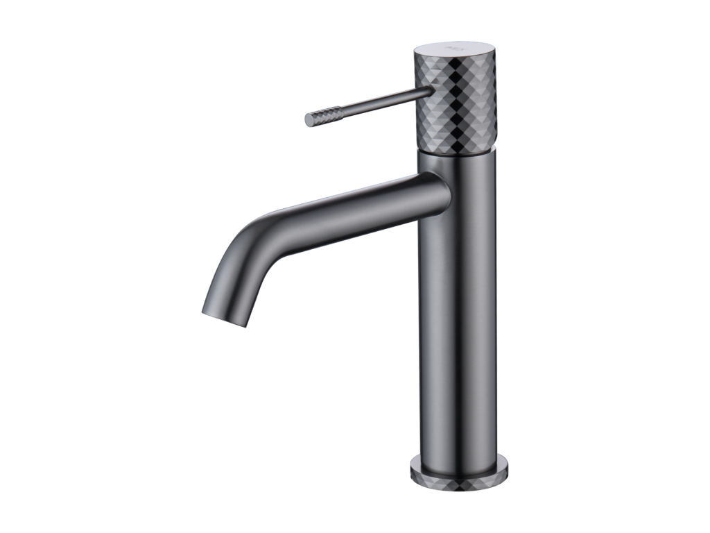 Domopure BDG053-1BGM BXRT89683 Anti-limescale Basin Mixer Tap with Low Spout, Black Gun Metal