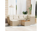 7-piece garden furniture set with cushions, beige woven resin WCCT98978