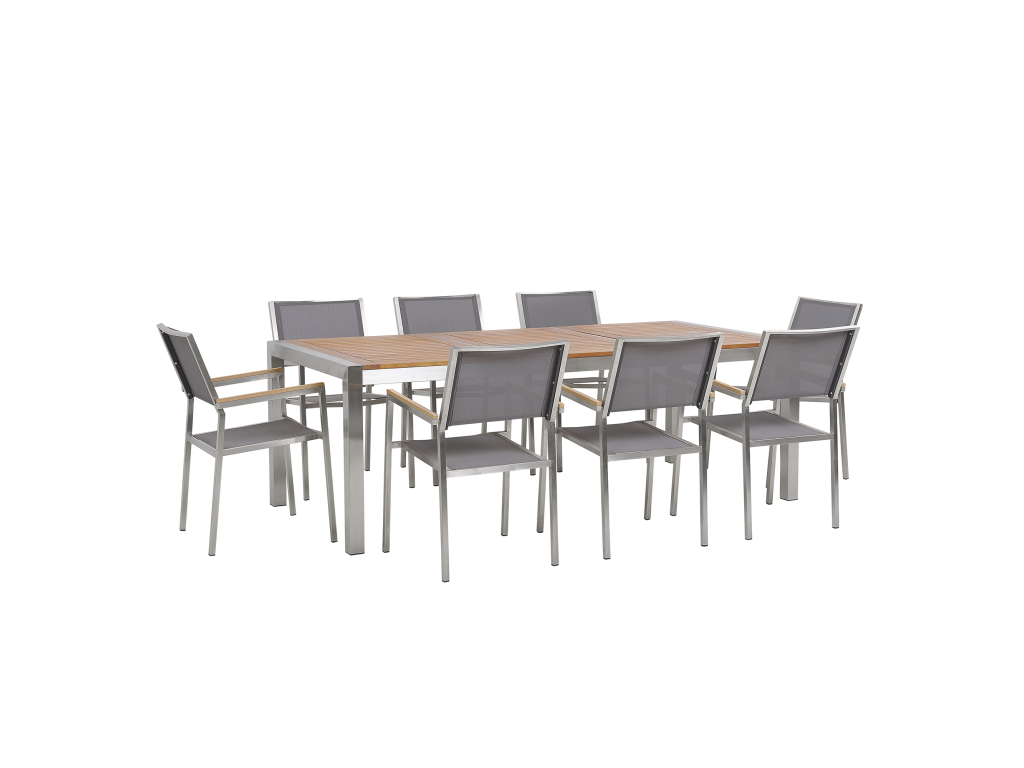 Domopure 8-seater garden dining set, eucalyptus wood, grey, XJOL40521