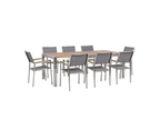 Domopure 8-seater garden dining set, eucalyptus wood, grey, XJOL40521