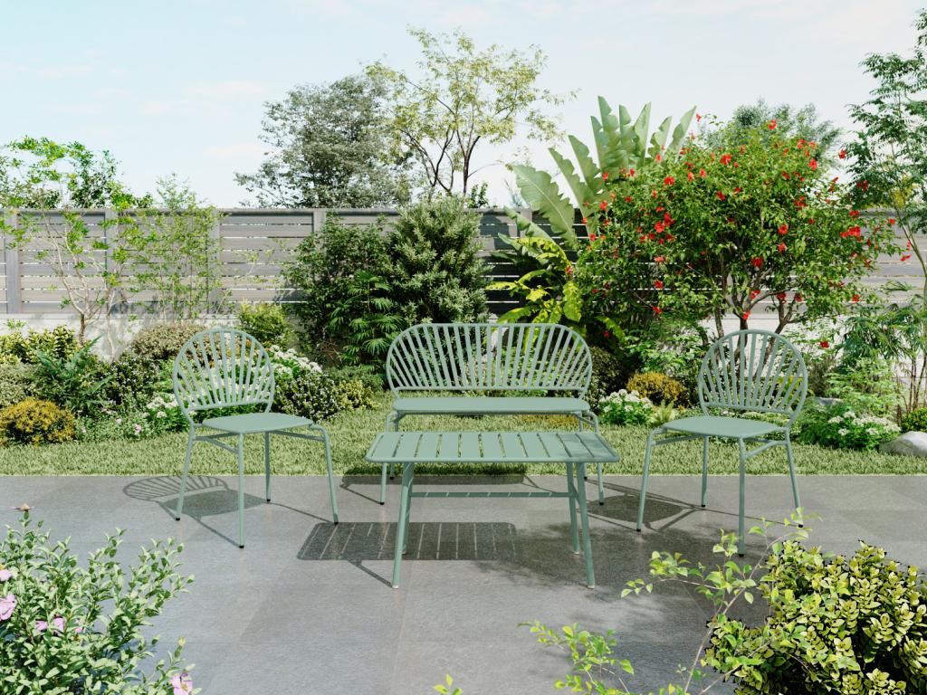 Metal garden bench - Almond green - Domopure UVLO72020