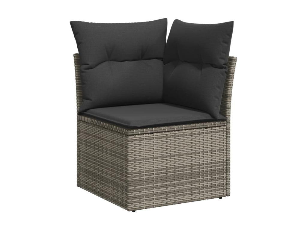 9-piece garden furniture set with grey resin wicker cushions PUQN25668