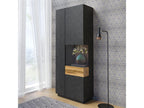 Chicyla 2-door display cabinet, right-opening, anthracite grey and wood, PZVJ65499