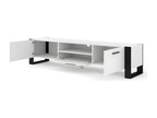 Domopure TV stand with 3 wooden doors - White and black - W 200 x D 43 x H 48 cm EJSW82475