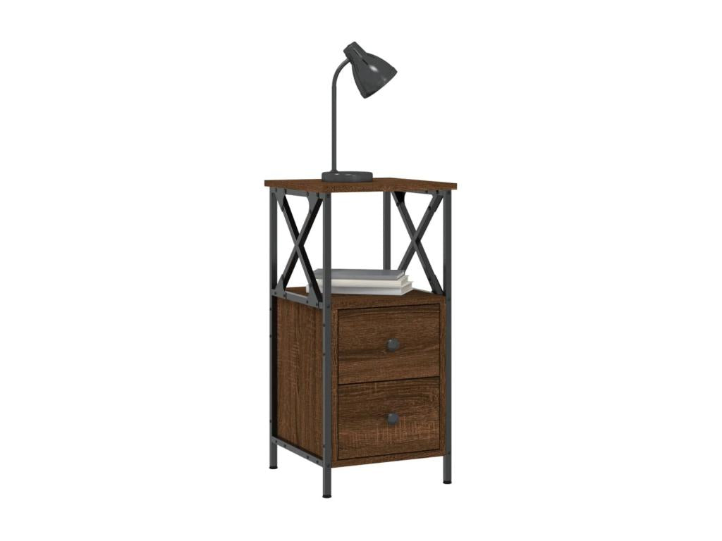 Brown oak bedside table 34x35.5x70 cm engineered wood VRMF40130