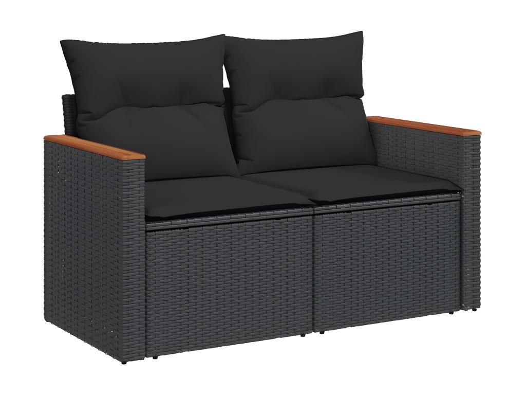 5-piece garden furniture set with cushions, black resin wicker VMTG20687