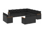 Garden furniture set with cushions, 13 pieces, black woven resin PWTB69998