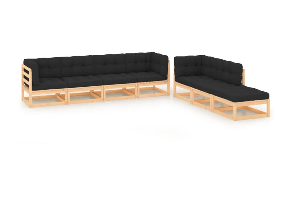 7-piece garden furniture set with cushions, solid pine wood, 18 IYHG17962