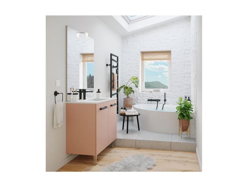 90cm Apricot Vanity Unit with Mirrored Basin - Chicyla YIKH75426