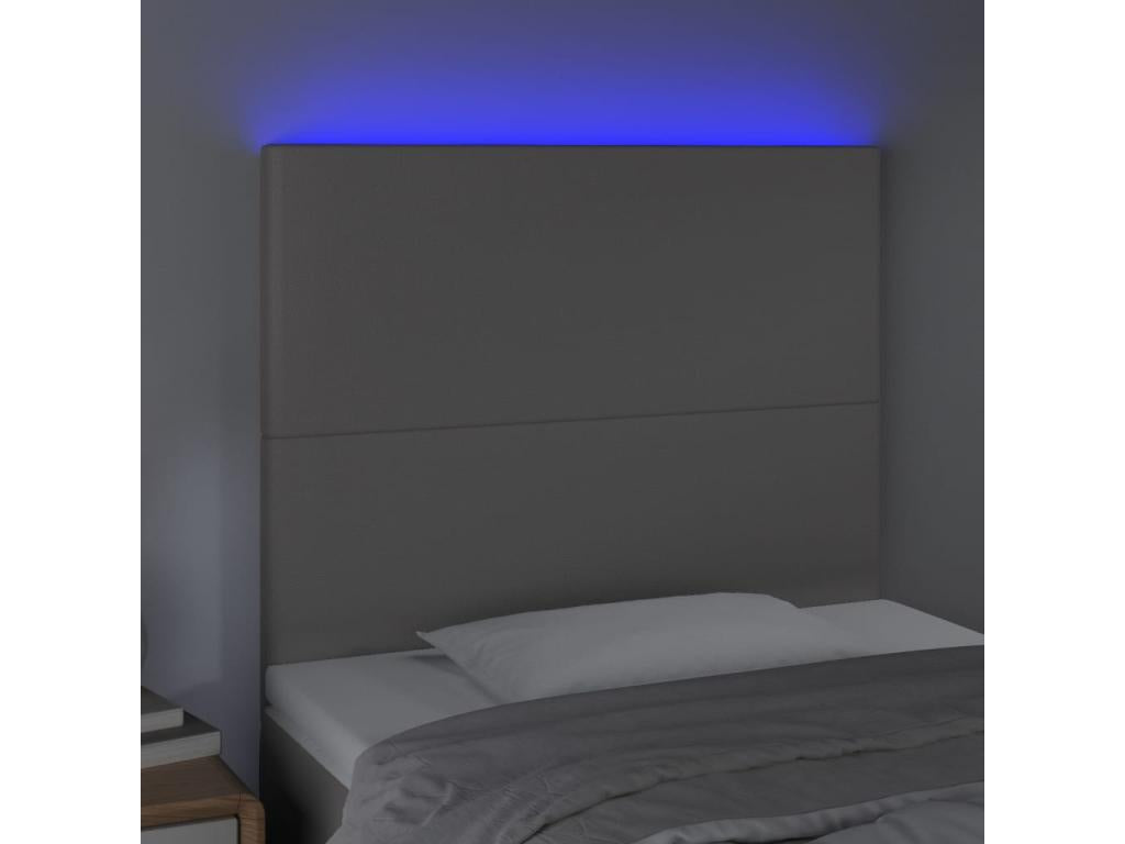 LED Headboard Grey 80x5x118/128 cm Faux Leather IFYB00014