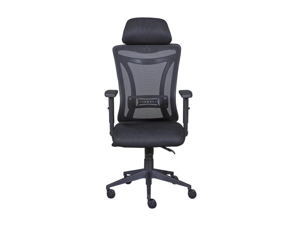 Domopure - Black Mesh Fabric Office Chair with Headrest MQNN38643