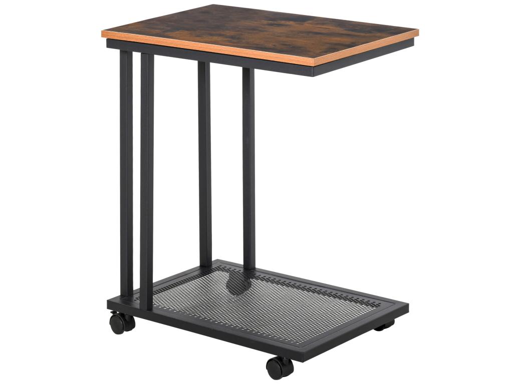 Vintage industrial style coffee table/side table, black steel shelf, MDF, wood finish NYIT49473