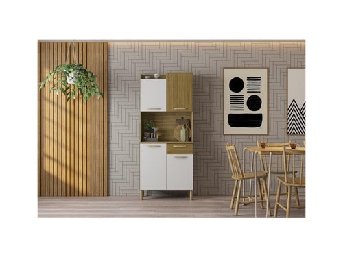 Kitchen Buffet with 4 Doors and 1 Drawer, Oak and White, W 73.6 H 175.7 D 36.3 cm LQTG81486