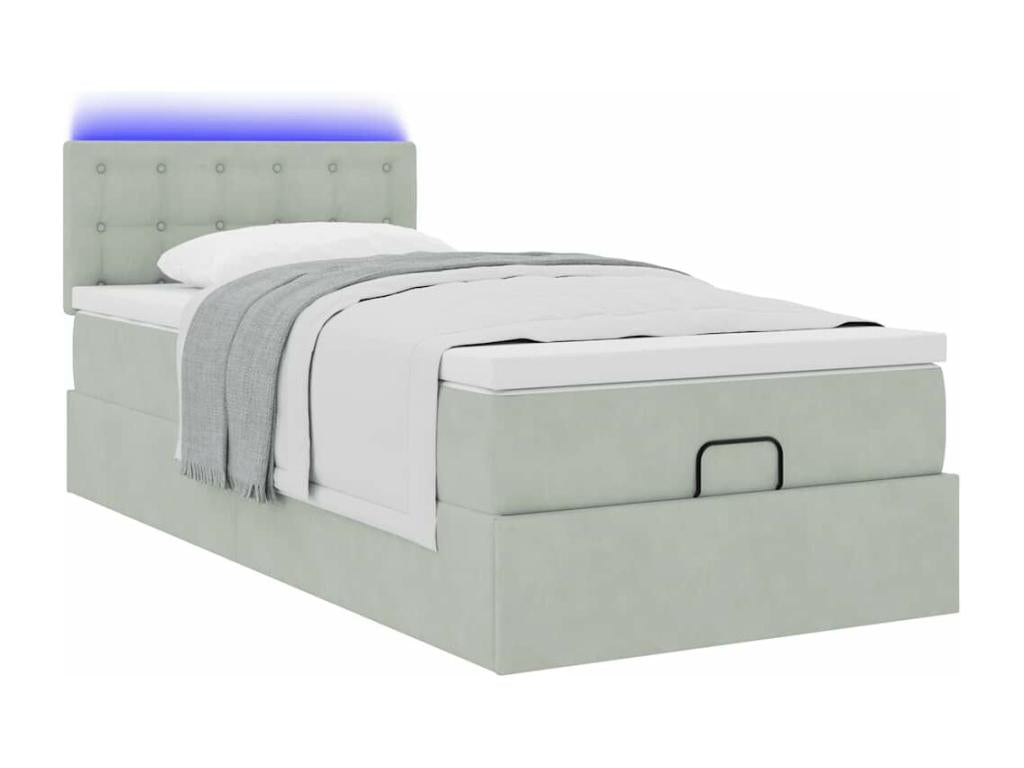 Ottoman bed frame with light grey 80x200 cm velvet mattress SWCQ85311