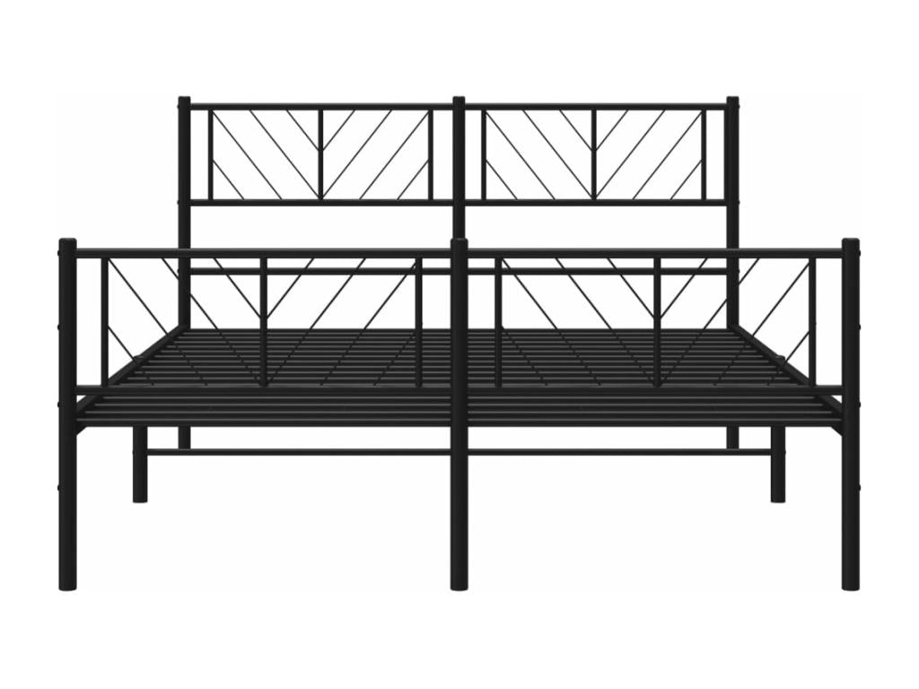 Metal bed frame with headboard and footboard, black, 120x190 cm, PUBD94915