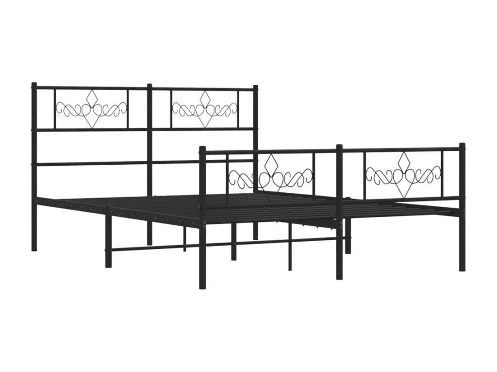 Black metal bed frame with headboard/footboard, 120x200 cm QXKT63077