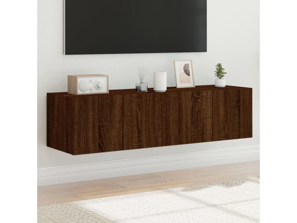 Chicylaères LED wall-mounted TV units, 2 pieces, brown oak, 60x35x31 cm, KIWZ82924