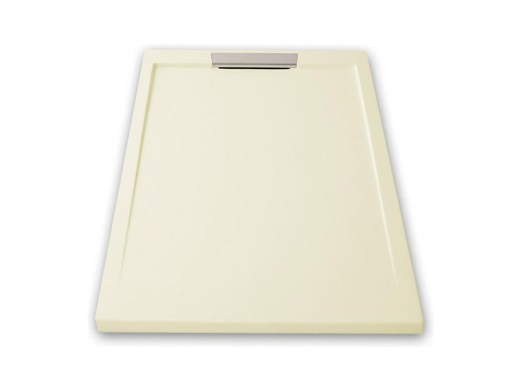 Domopure extra-flat 80x110cm resin shower tray with beige slate finish ENSU83927