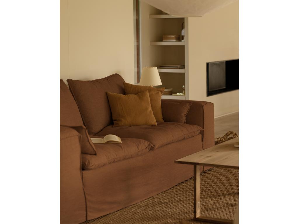 4-seater sofa in removable linen cover, tile color JUEC11073