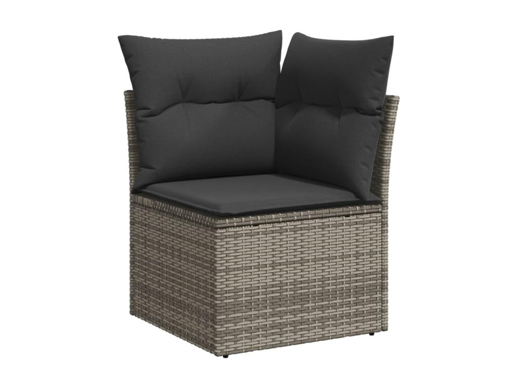 8-piece garden furniture set with grey resin wicker cushions