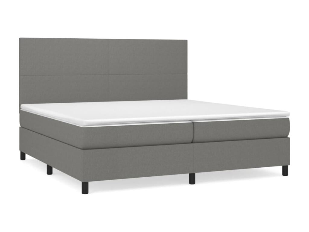 Upholstered bed base with mattress, Dark Grey, 200x200cm, Fabric LDNR25117