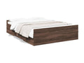 Bed frame and drawers, brown oak, 140x190 cm, engineered wood, PIOQ33998