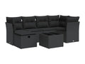 7-piece garden furniture set with cushions, black woven resin OVHK08484