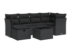 7-piece garden furniture set with cushions, black woven resin OVHK08484