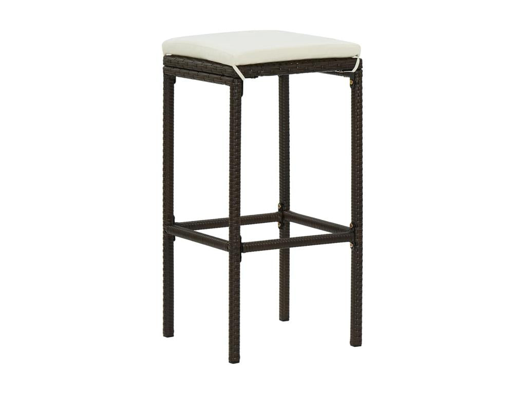 3-piece garden bar set with cushions, brown woven resin PWDX17791