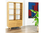 Natural solid teak bookcase with 2 doors and 6 shelves, 100x35x175cm, FIFTEES HEEA51022